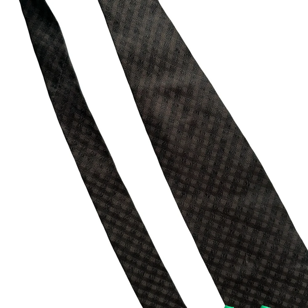 Giorgio Armani Brown and Black Checkered Silk Blend Tie Classic Business Luxury